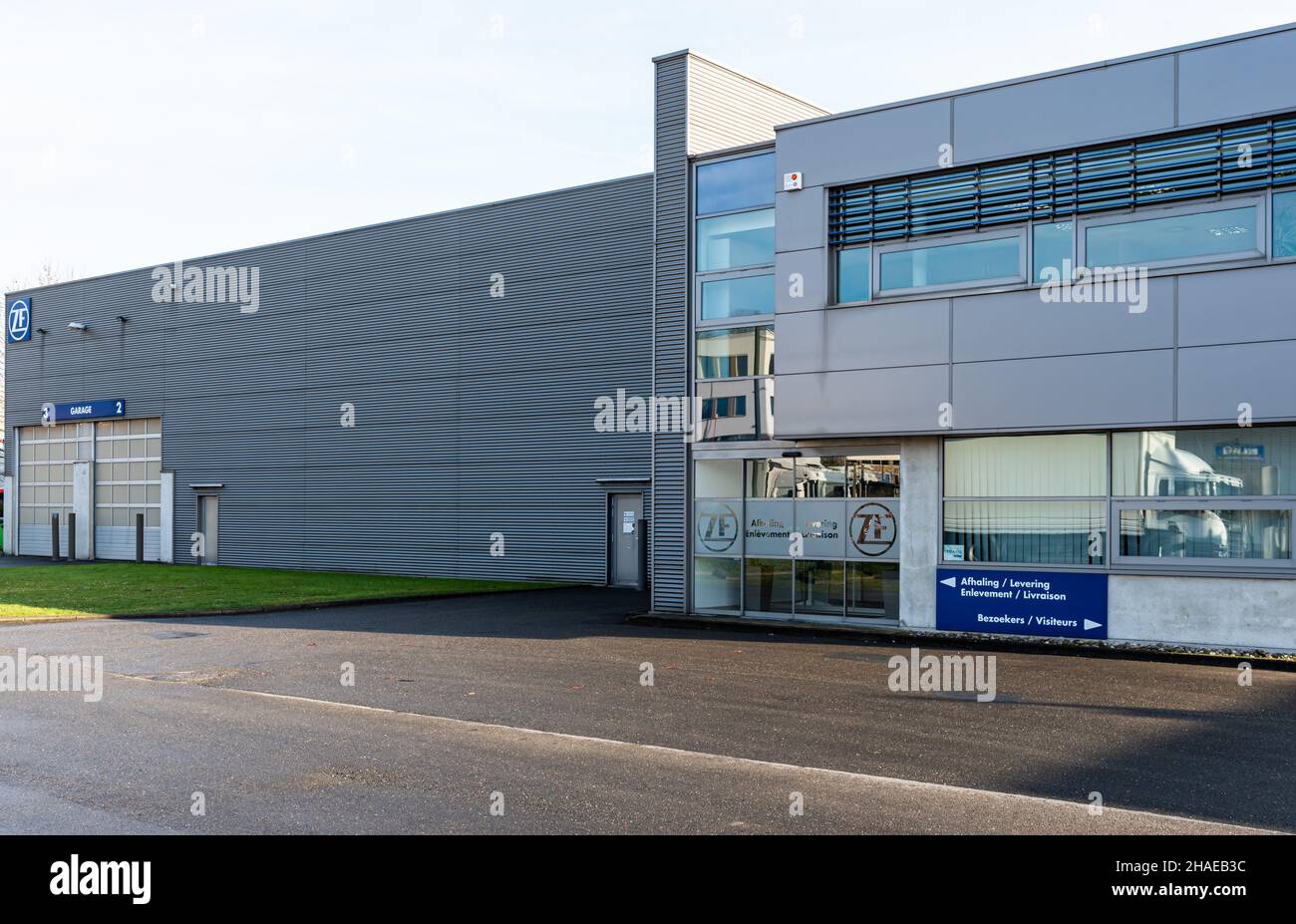 Neder-Over-Heembeek, Brussels, Belgium - 12 11 2021: Factory of the ZF Cogwheel company Stock Photo