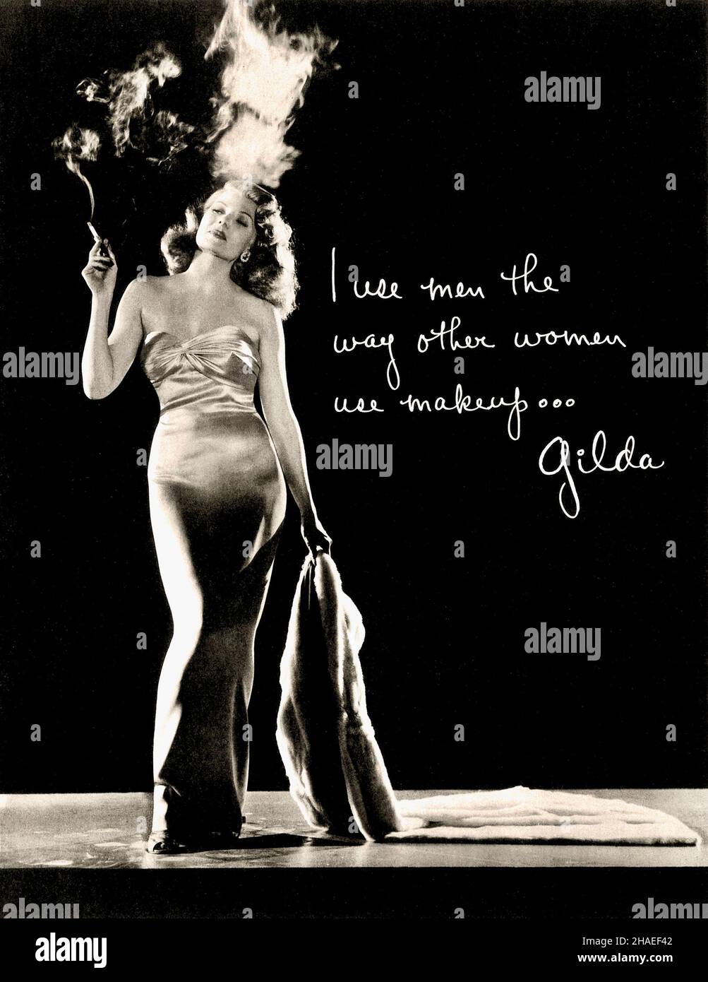 Rita Hayworth - Gilda - Photograph by Robert Coburn - 'I use men the way other women use make up' Stock Photo
