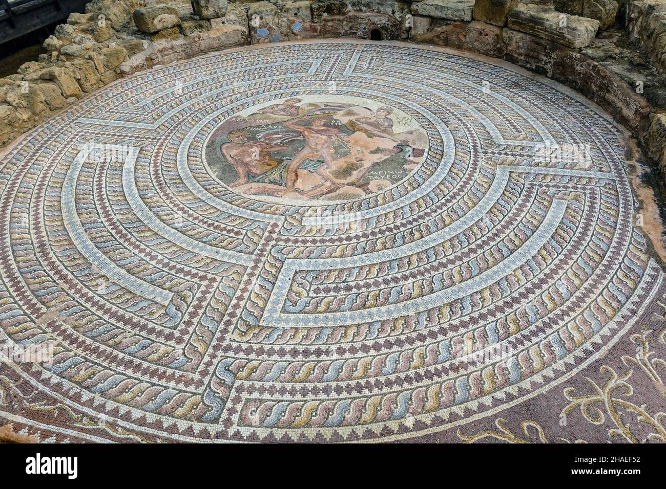 Roman Mosaics In Ancient Villa At Old Paphos Paphos Pafos Cyprus 