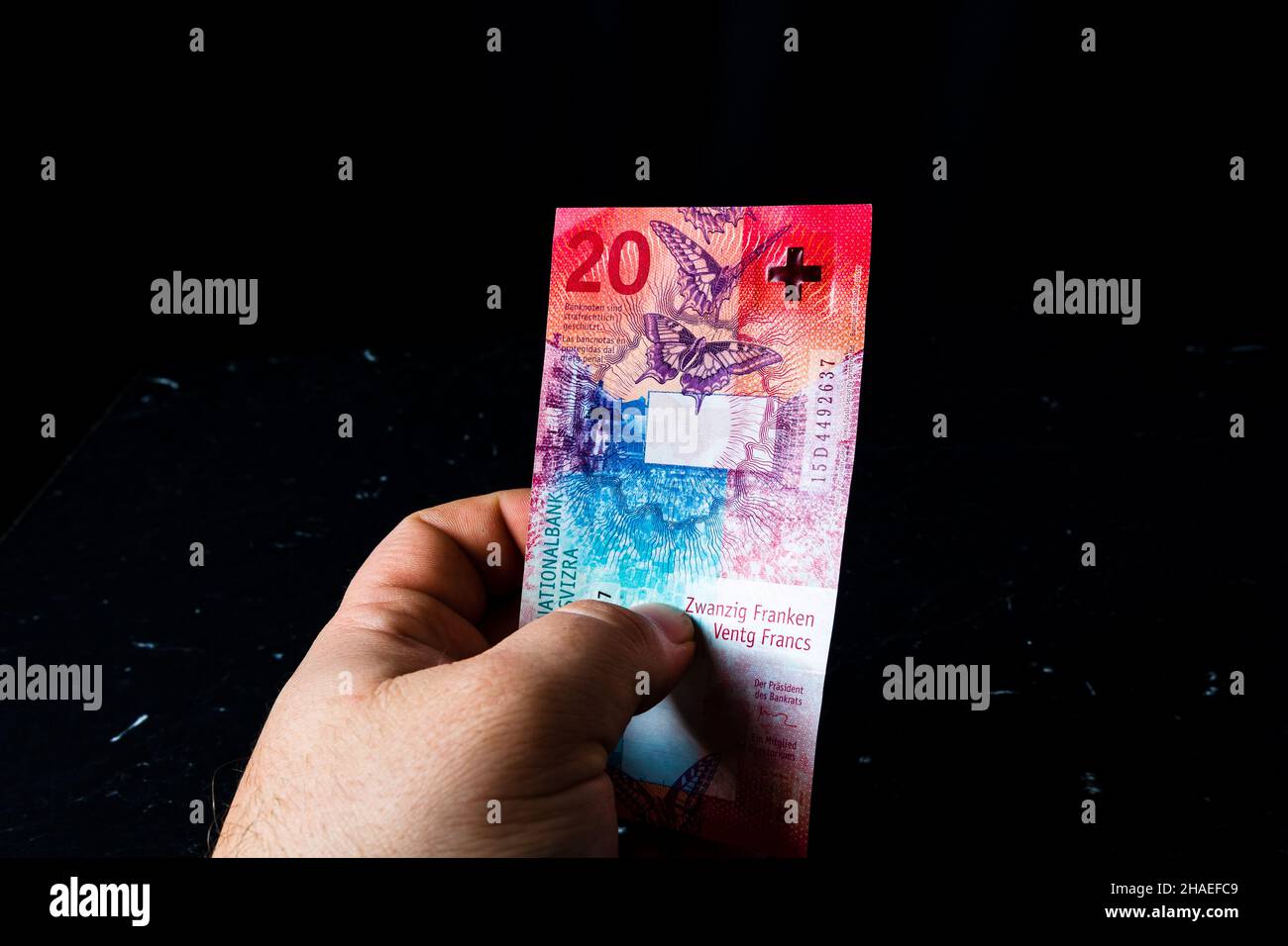 Swiss franc banknote. CHF currency, world money concept Stock Photo - Alamy