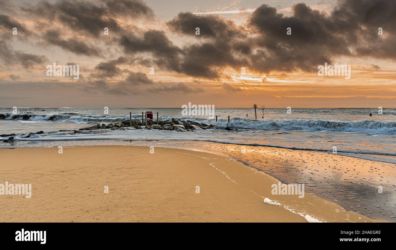 A beautiful landscape of the Branksome Chine break-water in Poole, UK Stock Photo