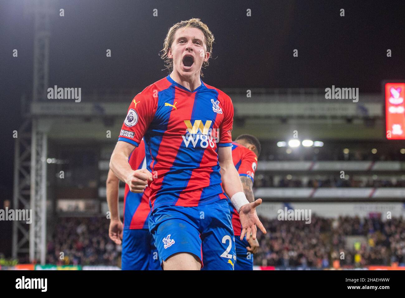 LONDON, ENGLAND - DECEMBER 12: Conor Gallagher of Crystal Palace celebrates after scoring he’s 2nd and he’s team 3rd goal during the Premier League match between Crystal Palace and Everton at Selhurst Park on December 12, 2021 in London, England. (Photo by Sebastian Frej) Credit: Sebo47/Alamy Live News Stock Photo