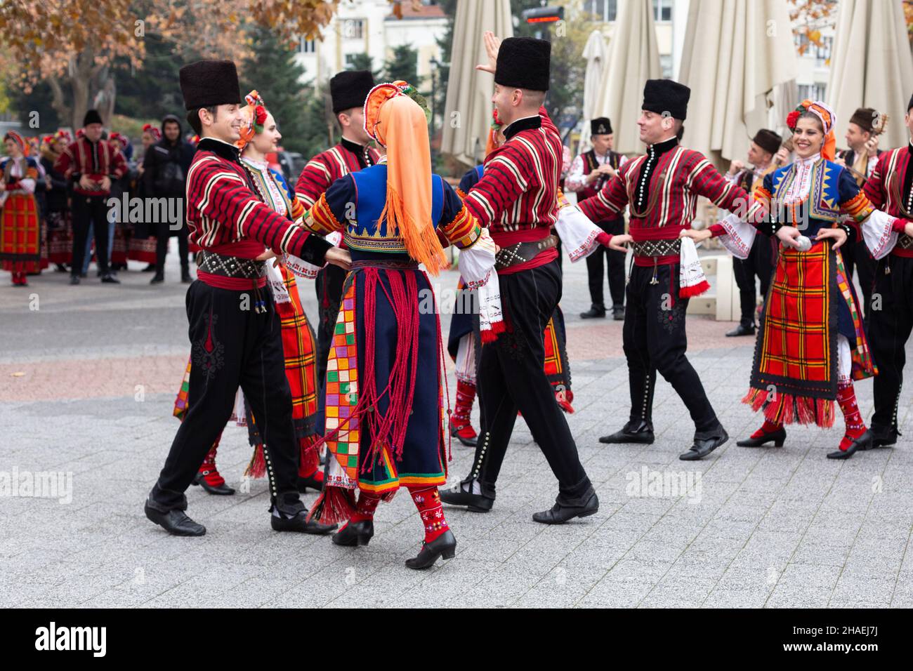 Plovdiv, Bulgaria - November 26, 2021: Young wine parade in the Old