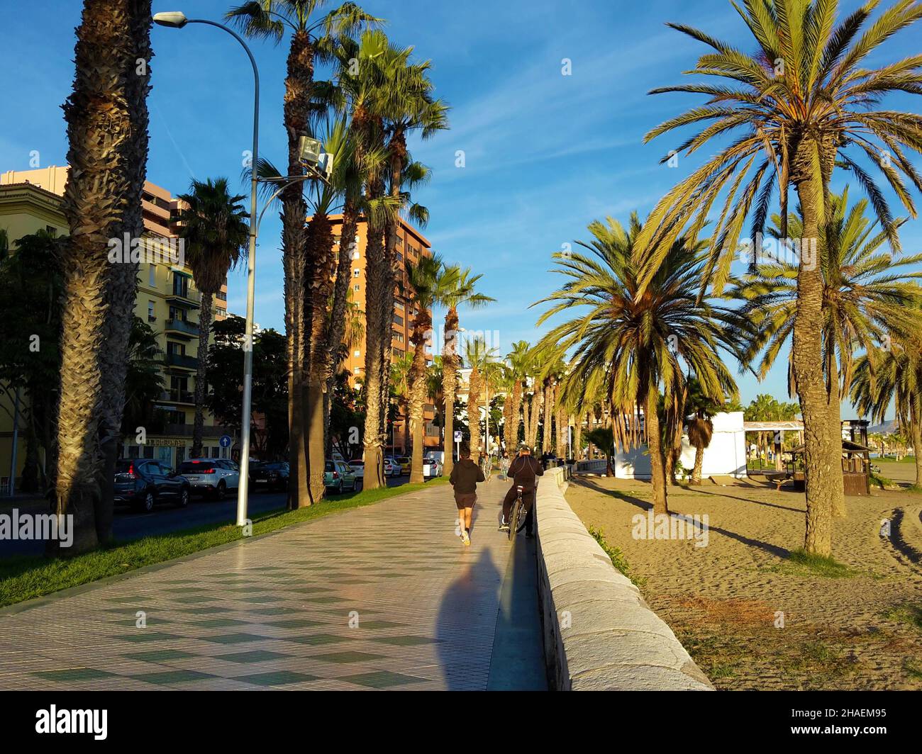 Spaziergang auf der Promenade in Malaga Stock Photo