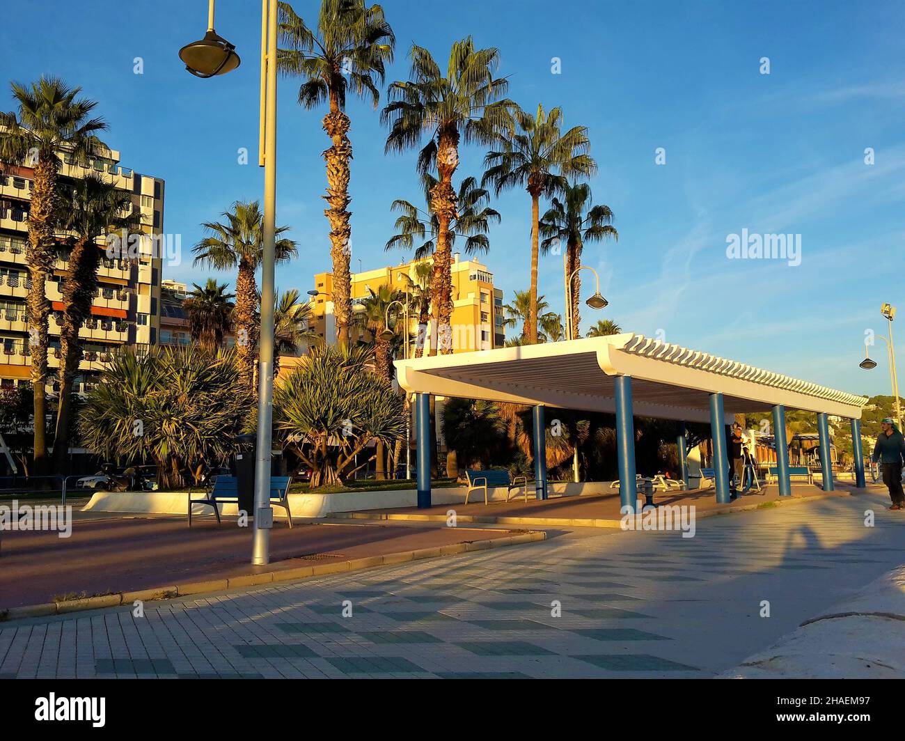Spaziergang auf der Promenade in Malaga Stock Photo