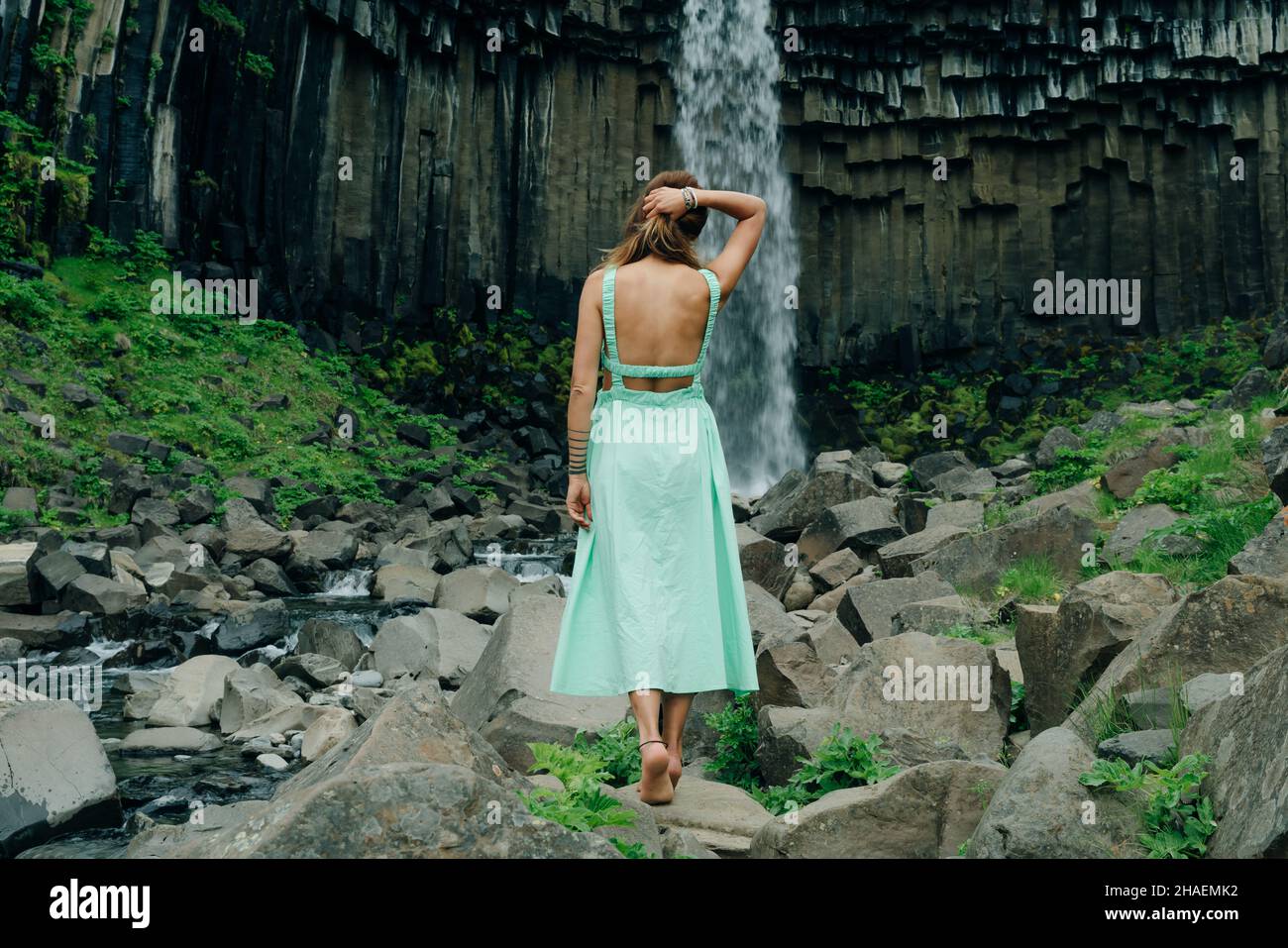 Svartifoss waterfall in the Skaftafell National Park, iceland. High quality photo Stock Photo