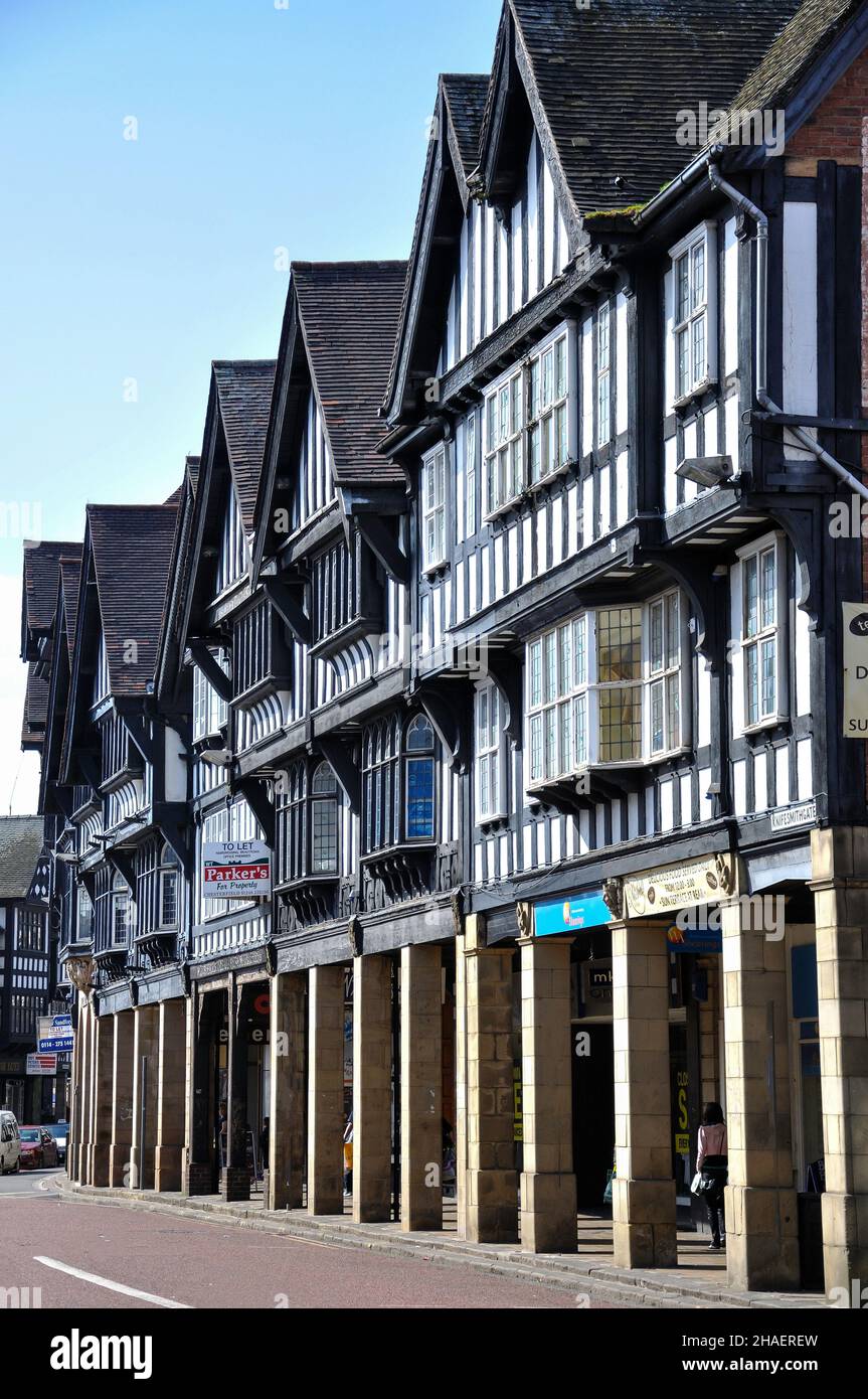 Black and white buildings, Knifesmithgate, Chesterfield, Derbyshire, England, United Kingdom Stock Photo