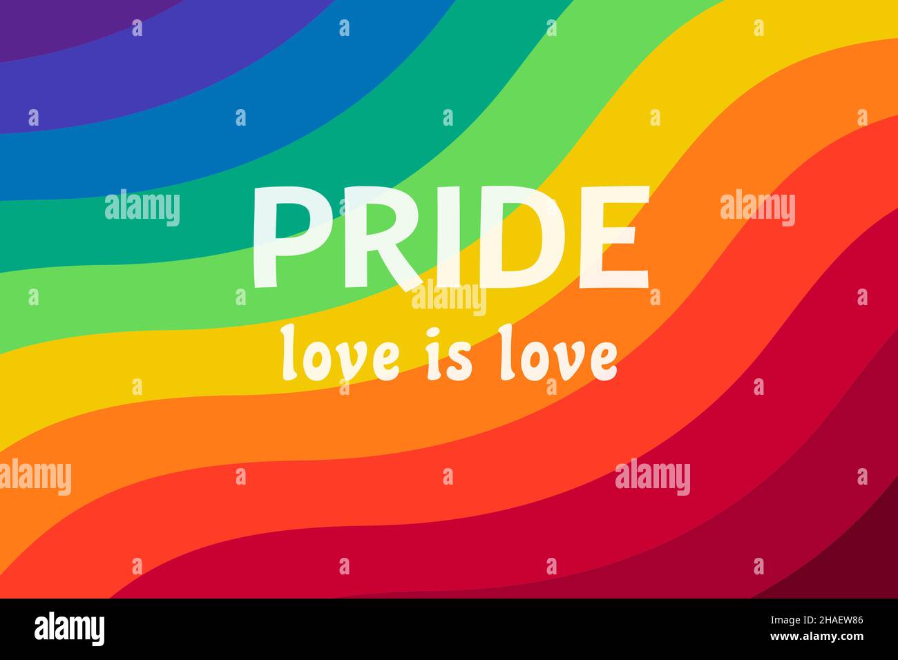 Pride love is love over flag rainbow lgbt concept background vector illustration Stock Photo