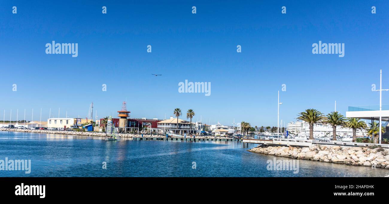 The harbour area of Vilamoura, Portugal. Stock Photo