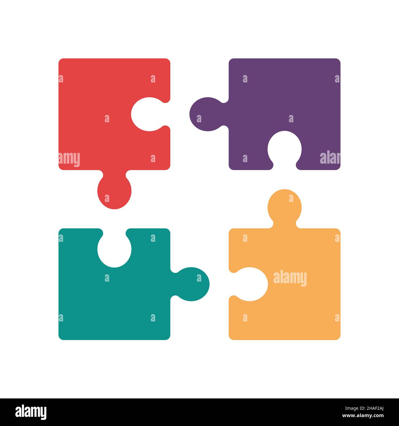 Colorful jigsaw puzzle vector, four pieces. Vector illustration Stock ...