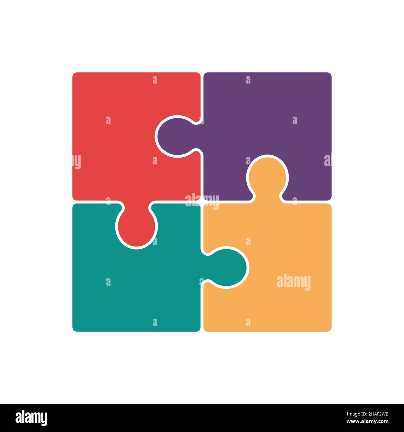 Colorful jigsaw puzzle vector, four pieces. Vector illustration Stock ...