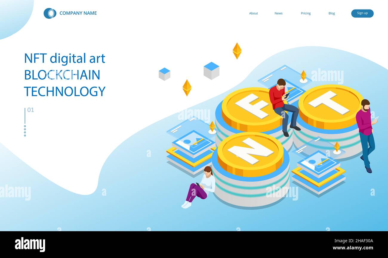 Isometric Digital art NFTs, generative art. NFT Non-fungible token is a  unique and non-interchangeable unit of data stored on a digital ledger  Stock Vector Image & Art - Alamy