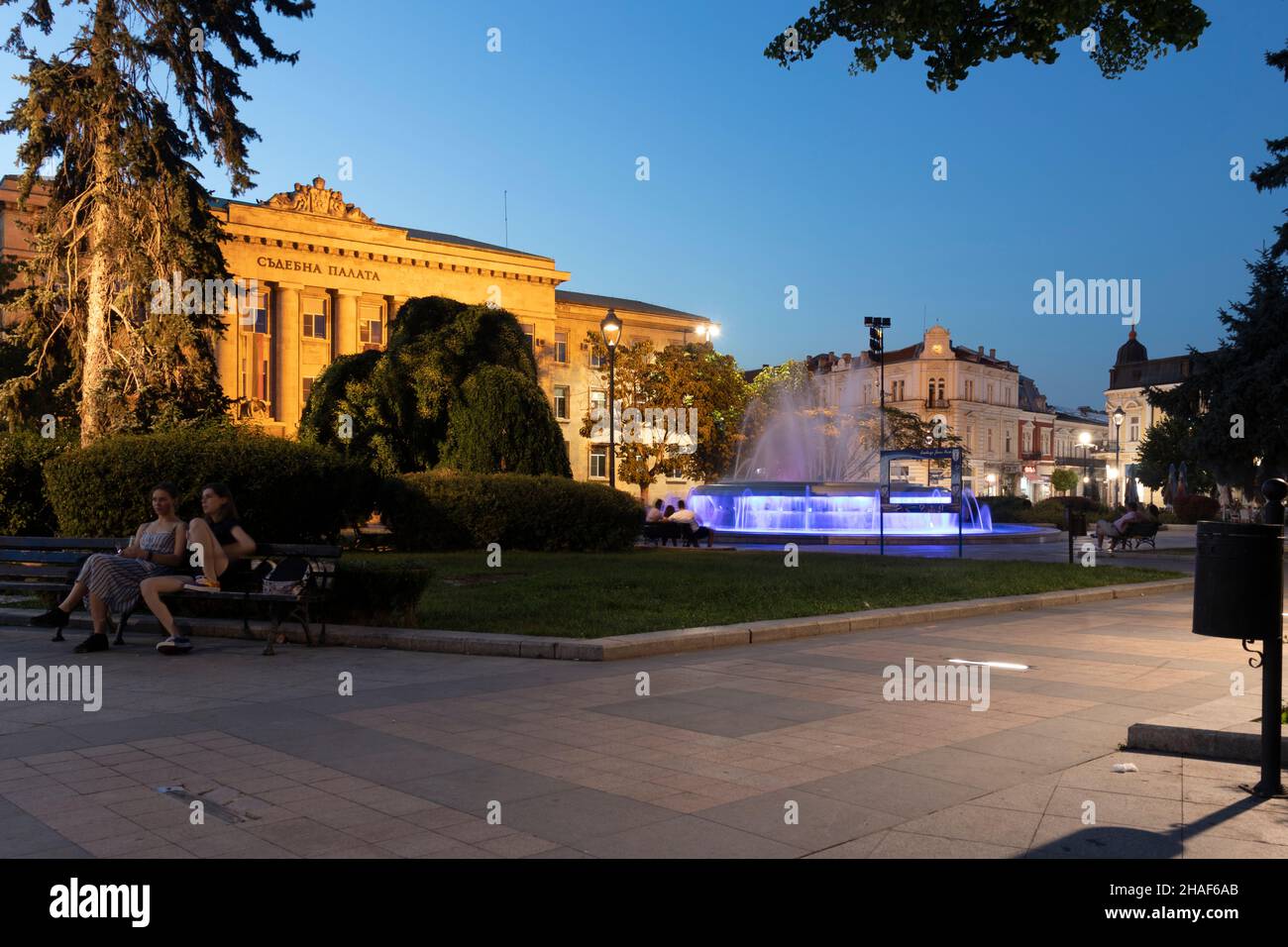 RUSE, BULGARIA -AUGUST 15, 2021: Sunset view of Freedom Square at the ...