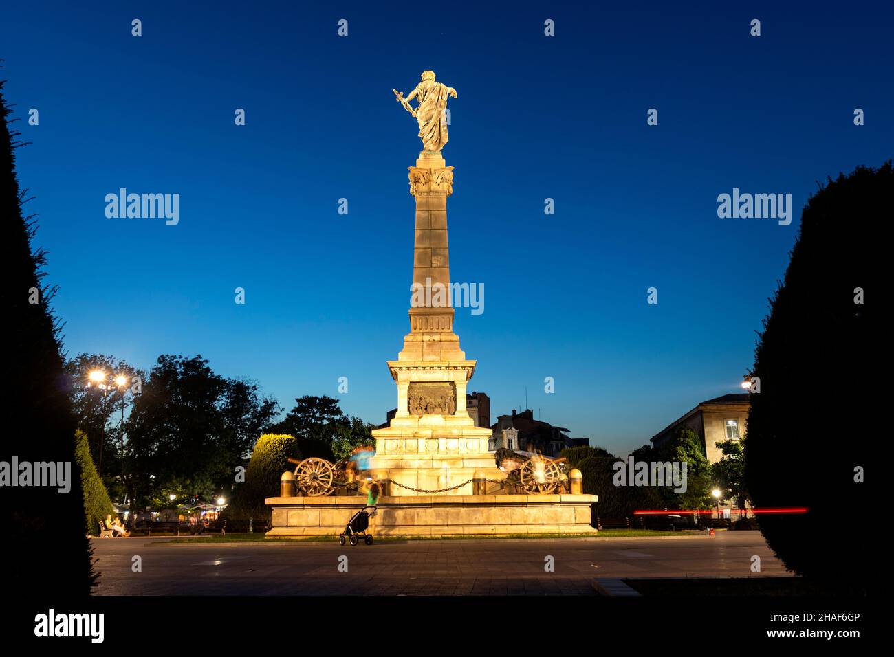 RUSE, BULGARIA -AUGUST 15, 2021: Sunset view of Freedom Square at the ...