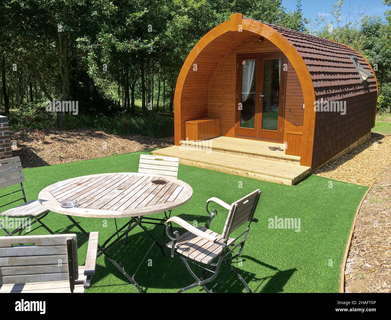 Luxury glamping pod on a woodland camping park Stock Photo Alamy