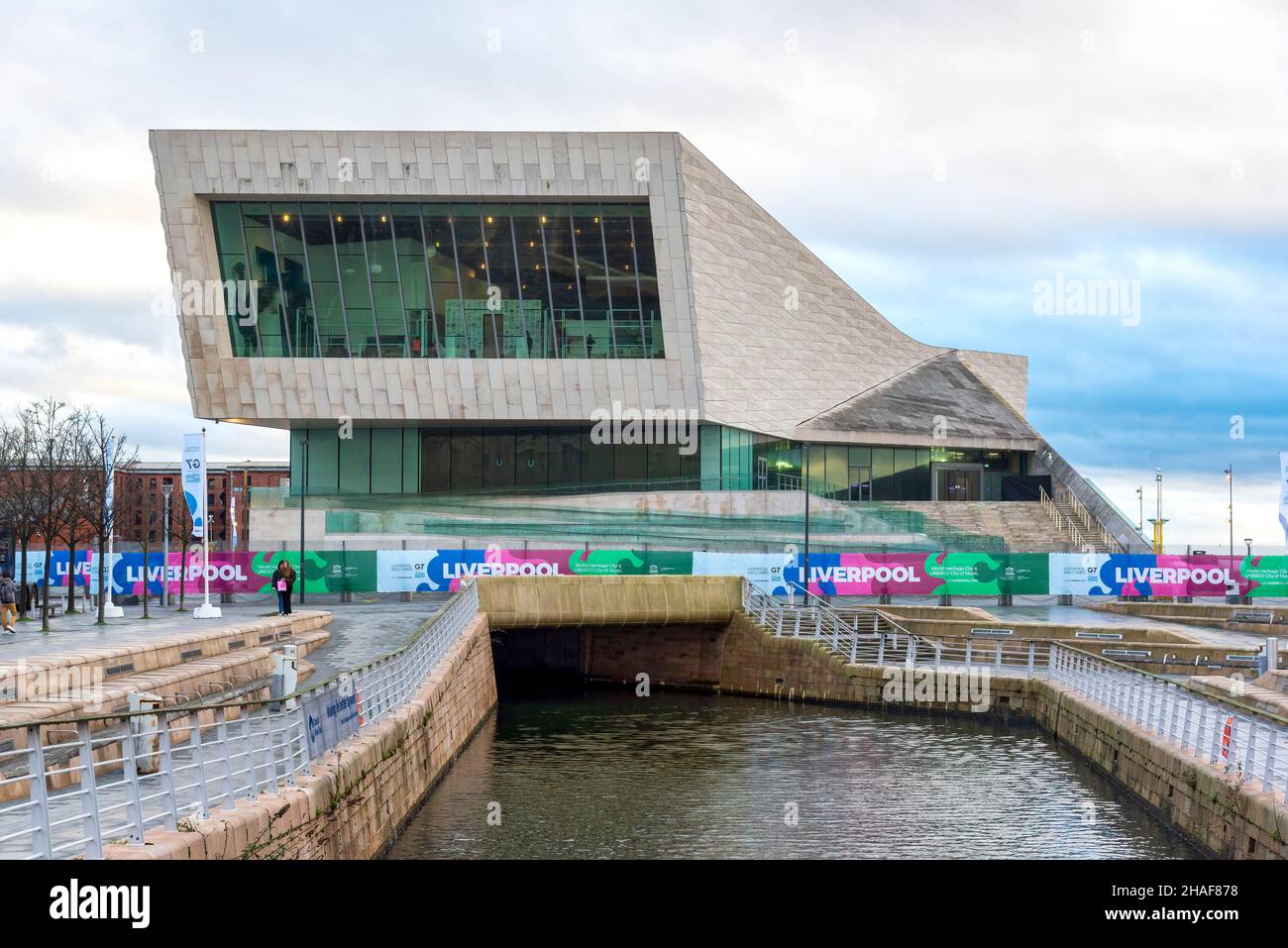 Liverpool, UK. 12th Dec, 2021. G7 branding and security fencing surrounds the Museum of Liverpool which hosted this weekend's G7 foreign ministers meeting in Liverpool. (Photo by Dave Rushen/SOPA Images/Sipa USA) Credit: Sipa USA/Alamy Live News Stock Photo