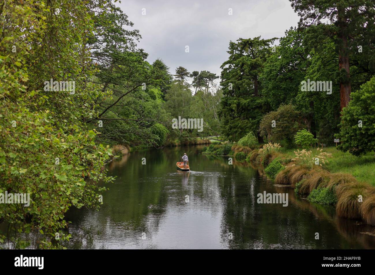 Punting boat along the river Stock Photo