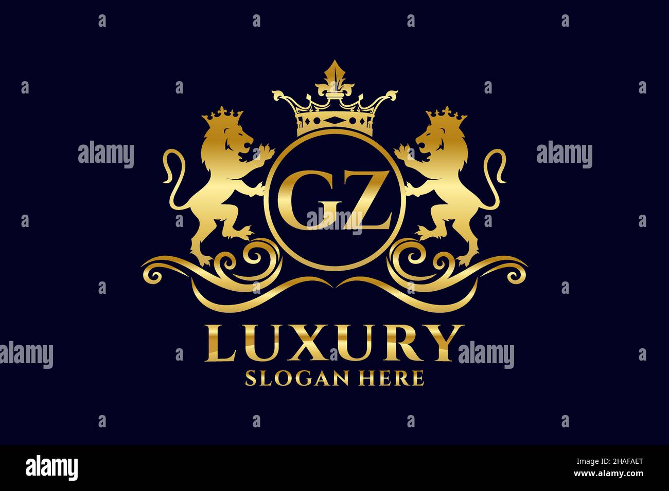 GZ Letter Lion Royal Luxury Logo template in vector art for luxurious ...