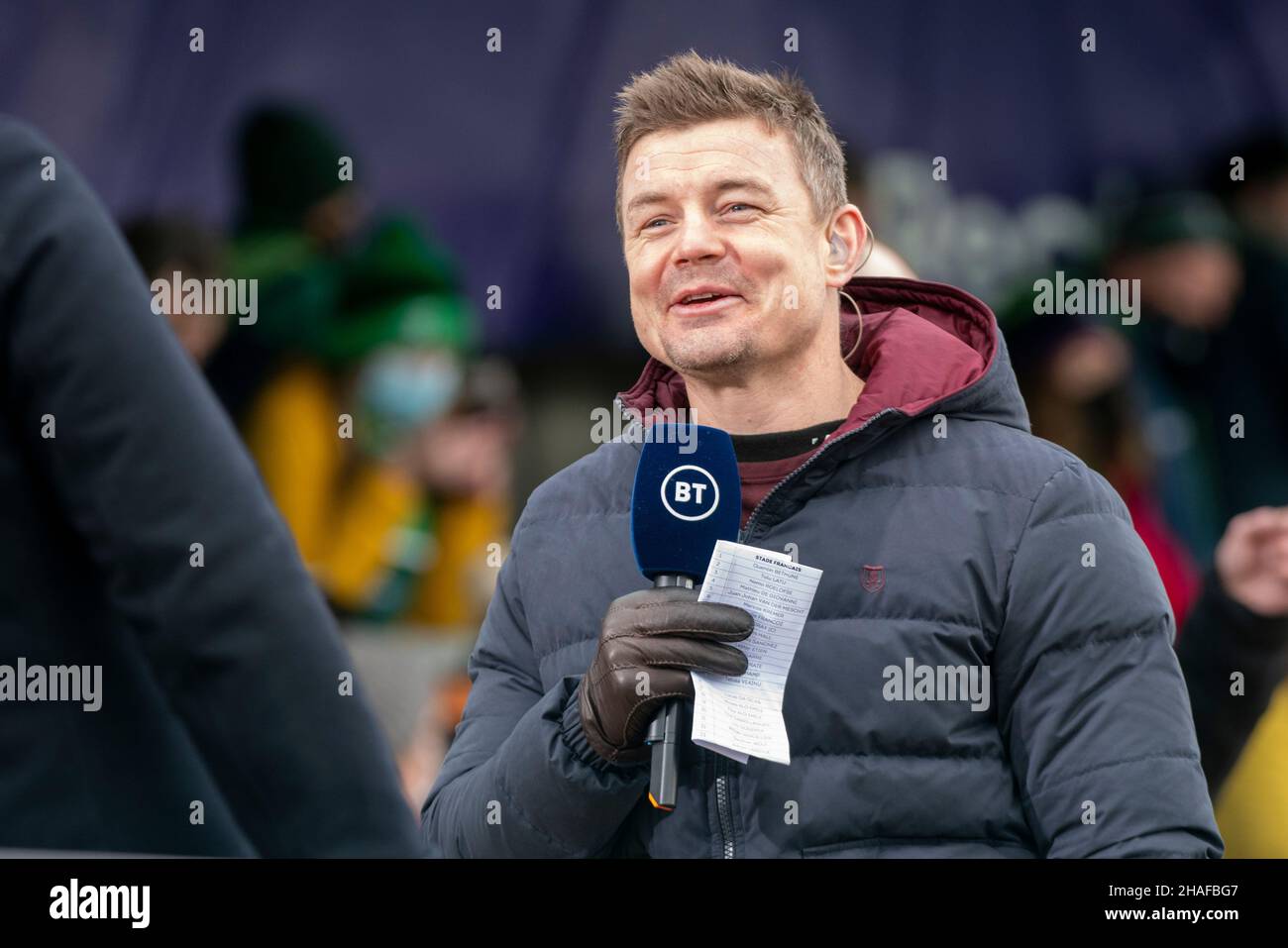 Brian ODRISCOLL former irish rugby star as a TV commentator during the Heineken Champions Cup, Round 1, Pool B match between Connacht Rugby and Stade Francais Paris at the Sportsground in Galway,
