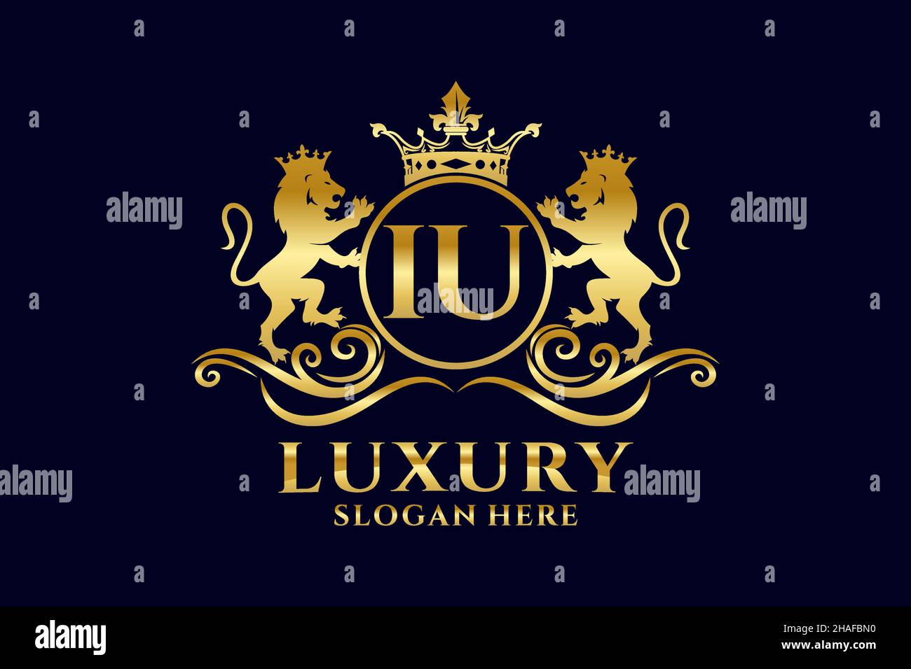 IU Letter Lion Royal Luxury Logo template in vector art for luxurious ...