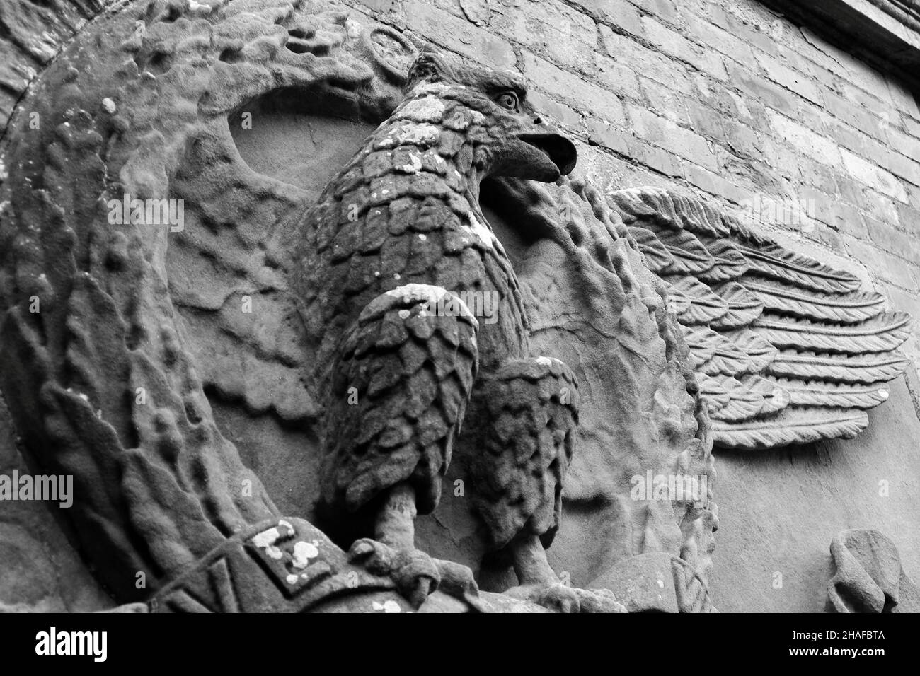 eagle carving on a grave Stock Photo