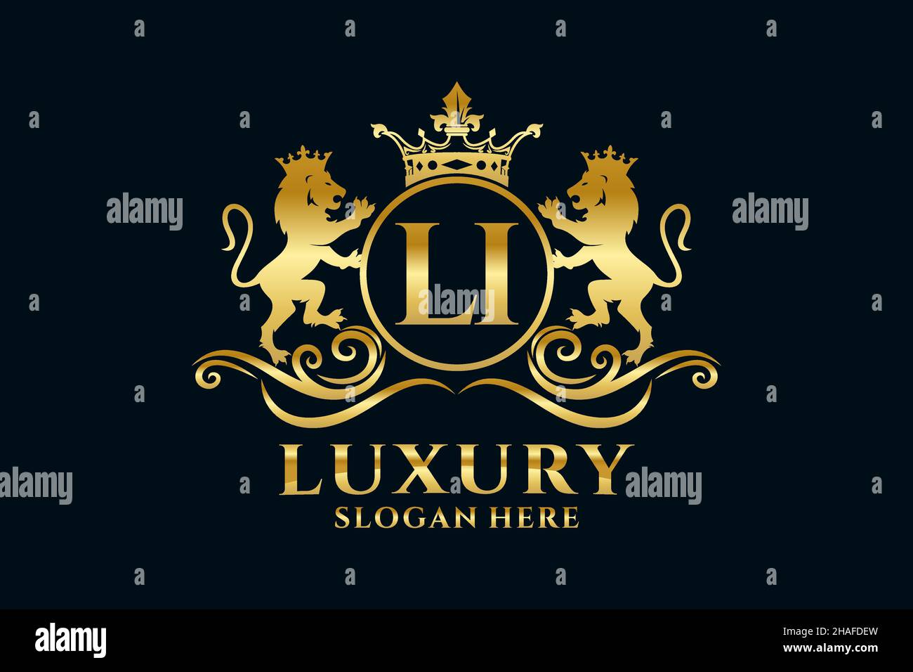 LI Letter Lion Royal Luxury Logo template in vector art for luxurious ...