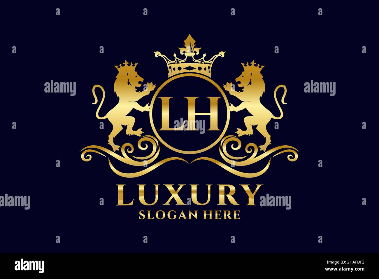 LH Letter Lion Royal Luxury Logo template in vector art for luxurious ...