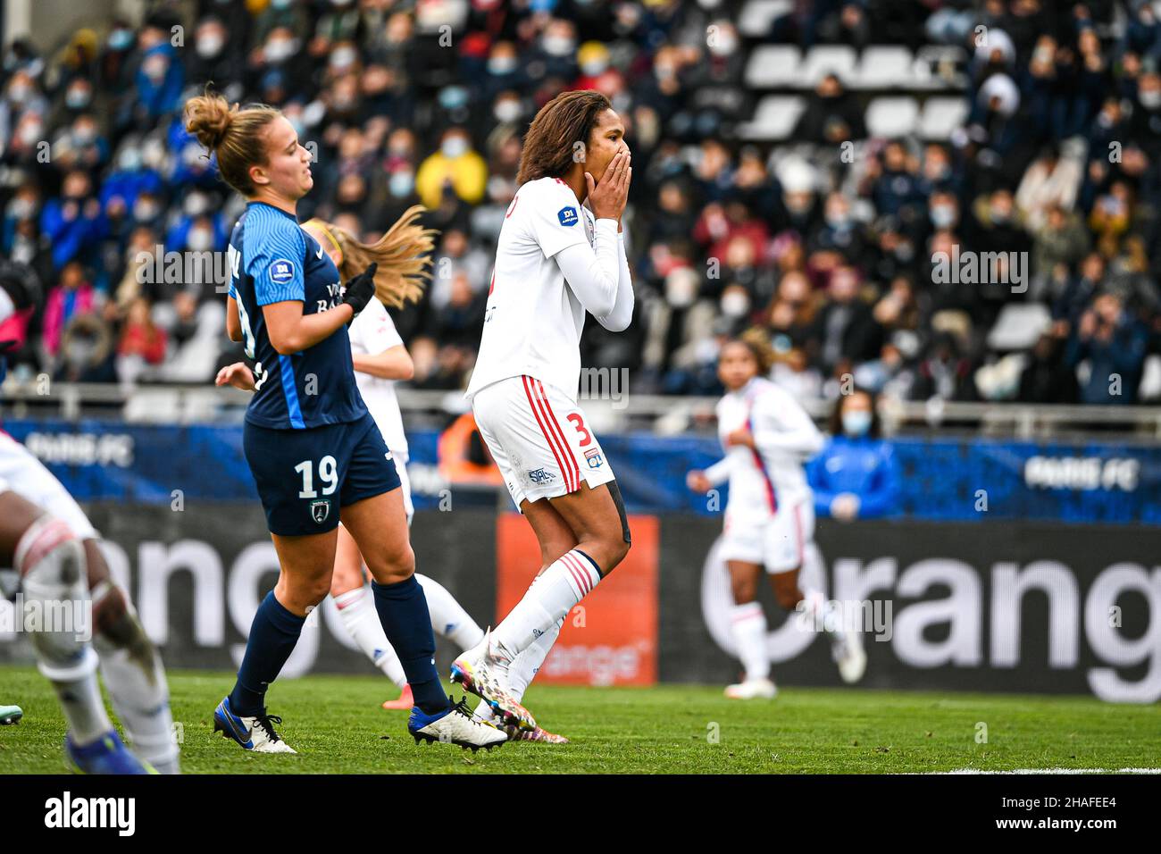 Paris, France. 12th Dec, 2021. Wendie Renard of Olympique Lyonnais during the Women's French championship, D1 Arkema football match between Paris FC and Olympique Lyonnais (OL) on December 12, 2021 at Charlety Stadium in Paris, France. Photo by Victor Joly/ABACAPRESS.COM Credit: Victor Joly/Alamy Live News Stock Photo