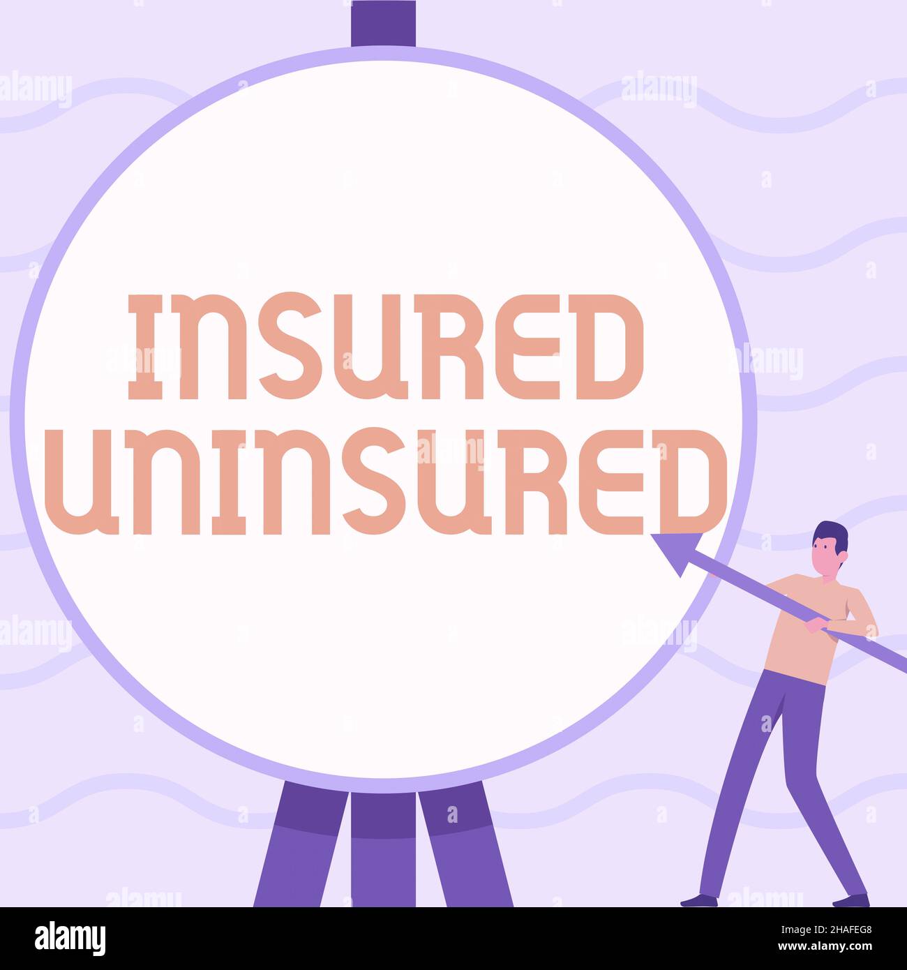 Writing displaying text Insured Uninsured. Business concept Company selling insurance Checklist to choose from Man Standing Holding Large Arrow Stock Photo
