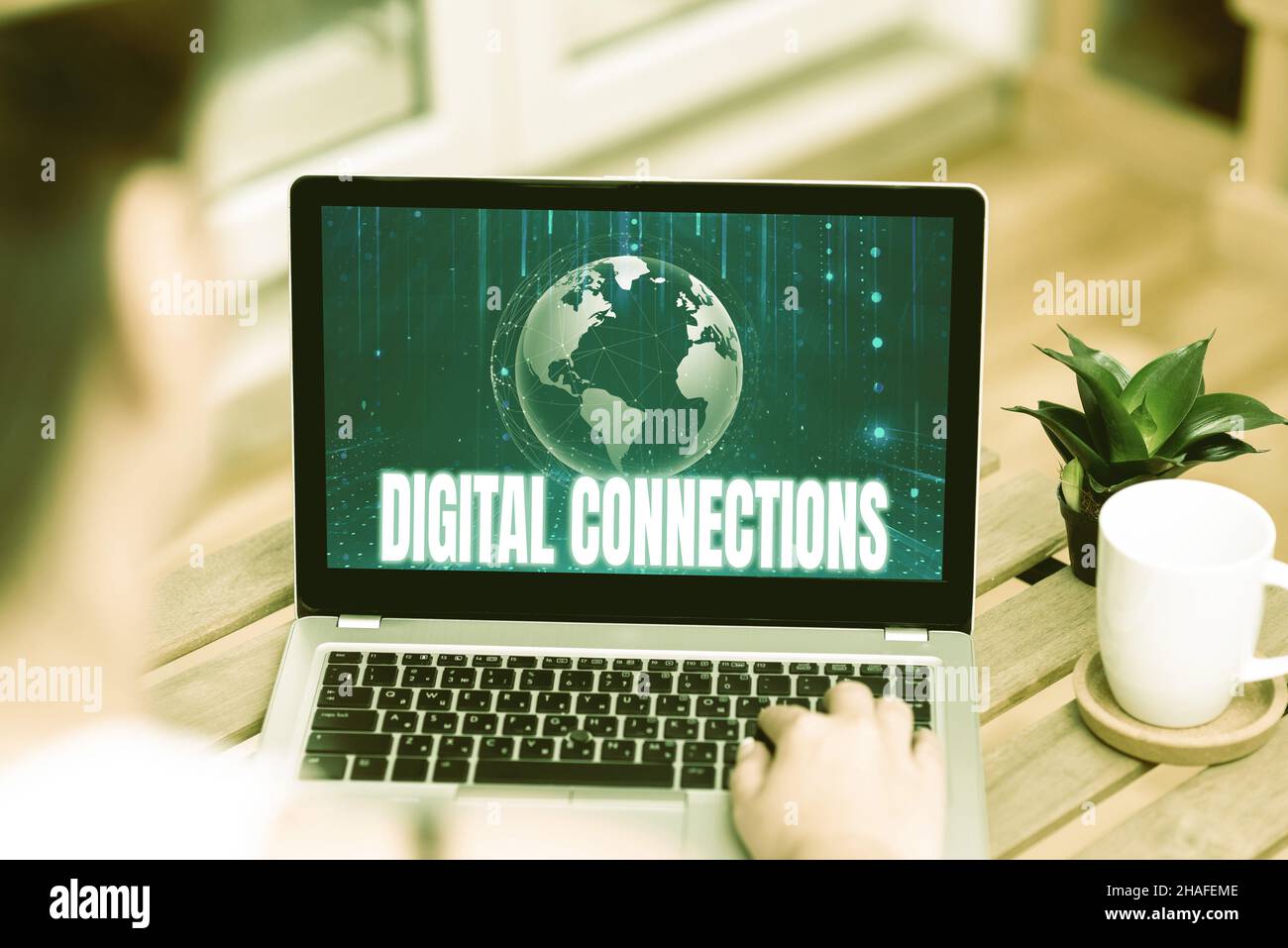 Text sign showing Digital Connections. Business idea Powerful Ways 