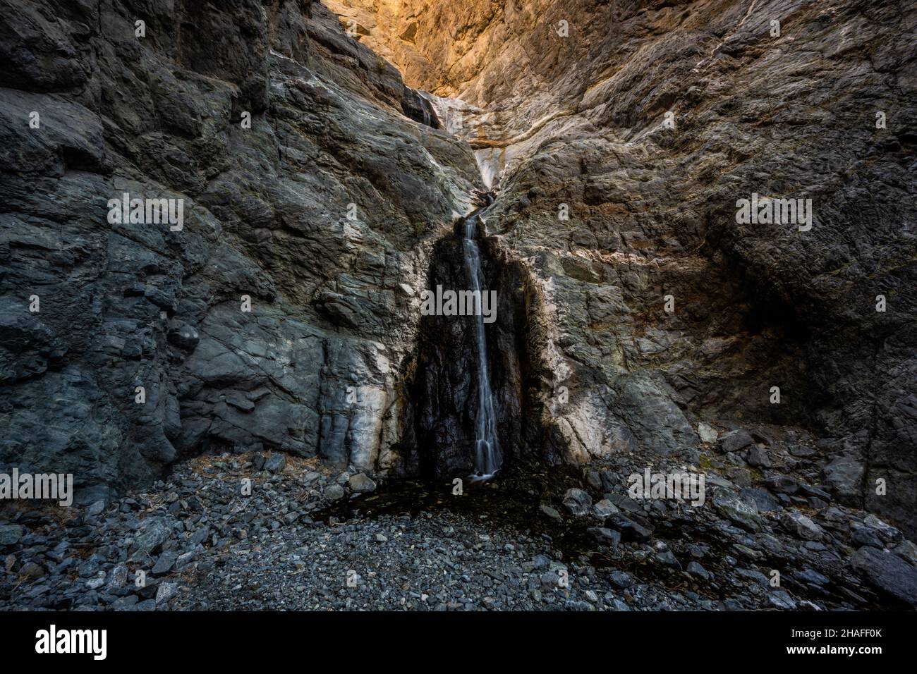 Willow Creek Falls Flowing In The Winter in Death Valley National Park Stock Photo