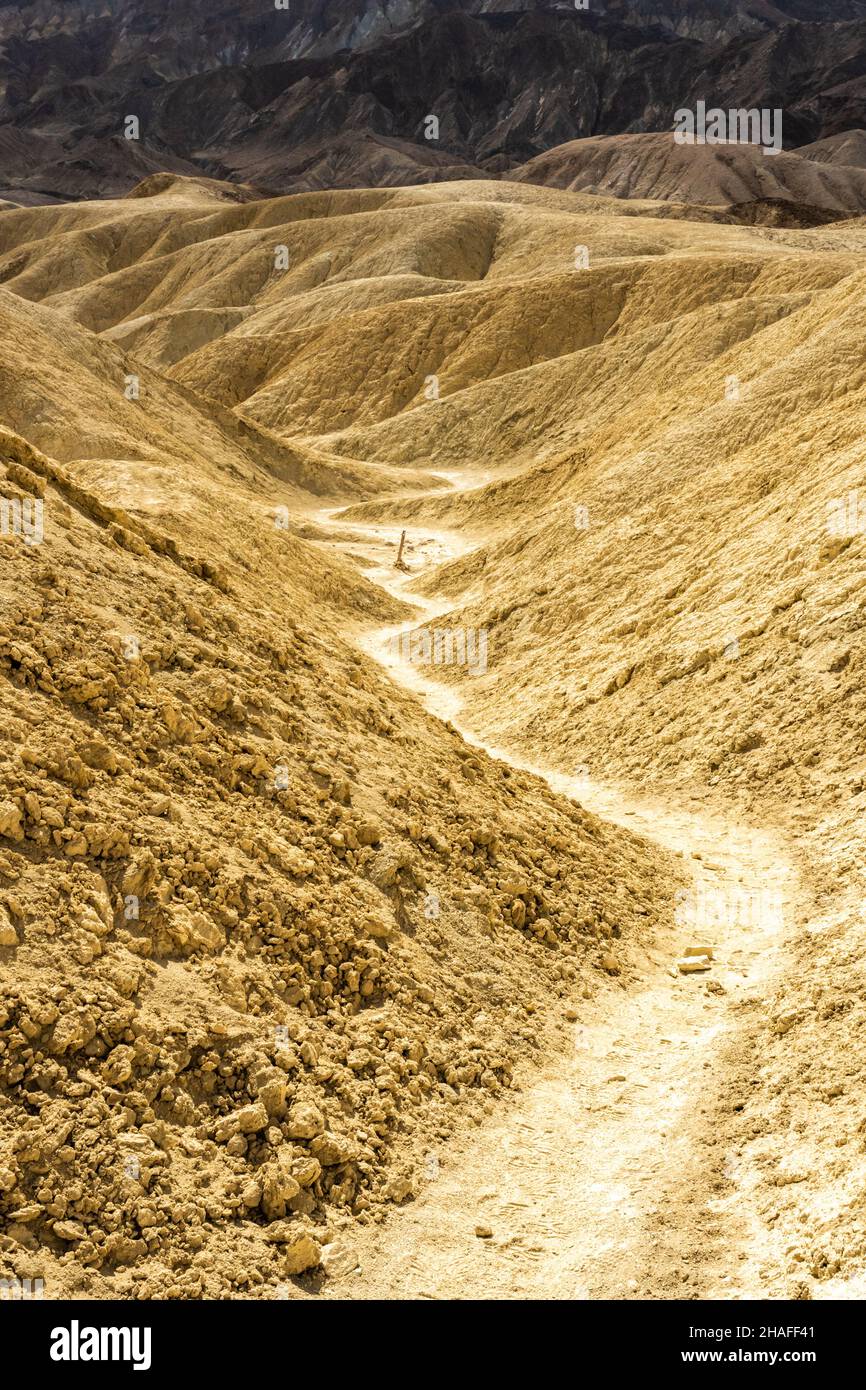 Winding Trail Through Golden Canyon in Death Valley National Park Stock Photo