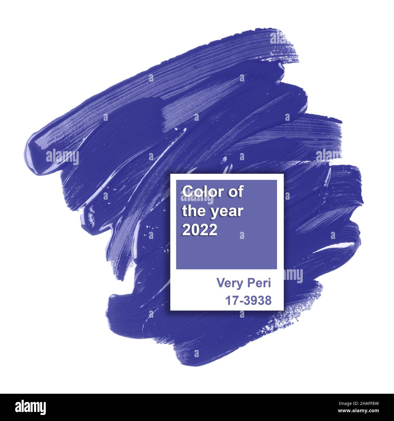 Color of the Year 2022 Very Peri. Sample of textured paint brush stroke