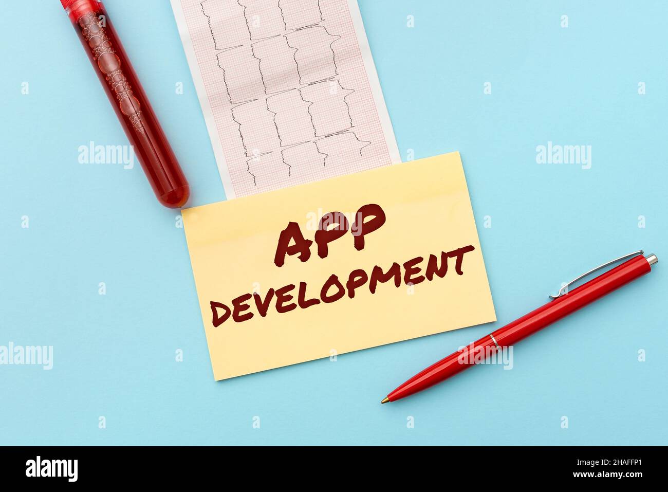 Text caption presenting App Development. Business idea Development services for awesome mobile and web experiences Reading Graph And Writing Important Stock Photo