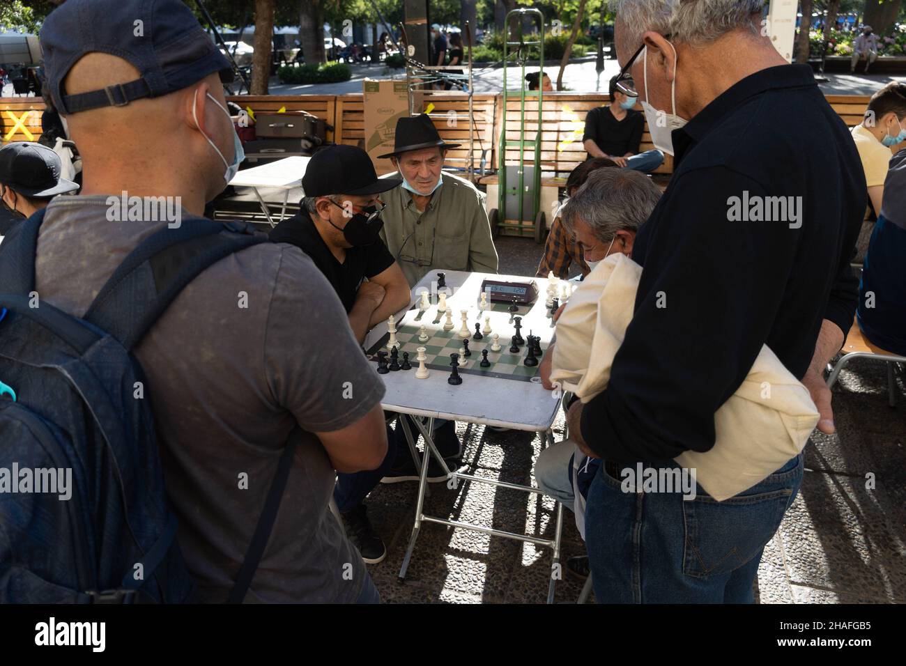 Santiago, Metropolitana, Chile. 12th Dec, 2021. People play chess in the Plaza de Armas in downtown Santiago, Chile. (Credit Image: © Matias Basualdo/ZUMA Press Wire) Stock Photo