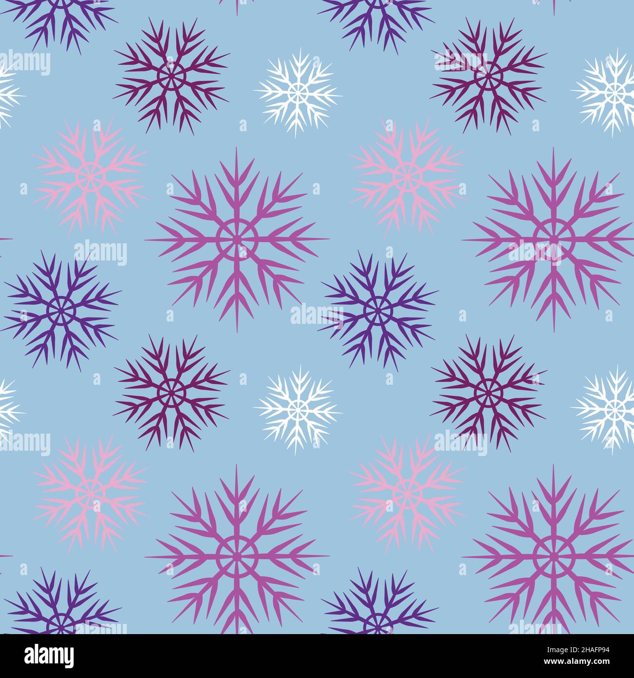 A seamless pattern on a square background is snowflakes. Design element for the design of books, notebooks, postcards, interior items. Wallpapers, tex Stock Vector