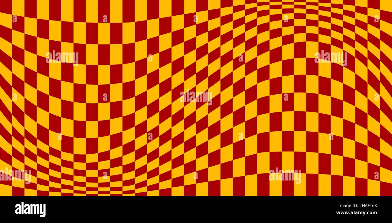 Flag optical illusion. Distorted chessboard. Checkered abstract background. Op art. Vector design Stock Vector