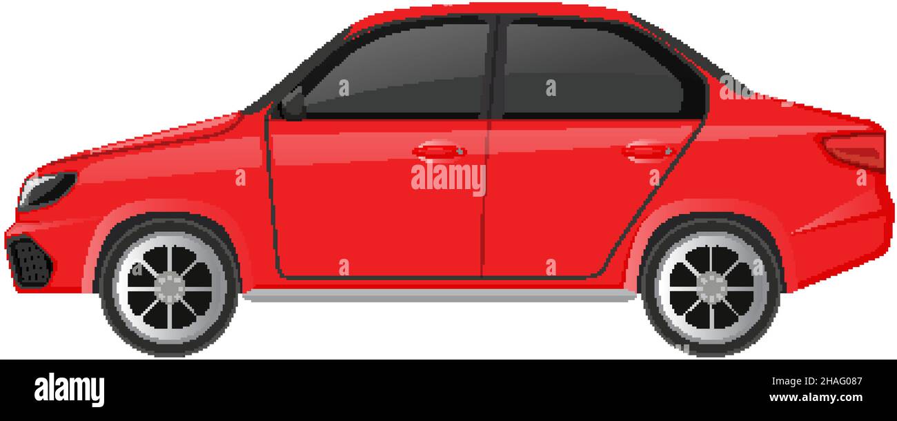 Red sedan car isolated on white background illustration Stock Vector ...