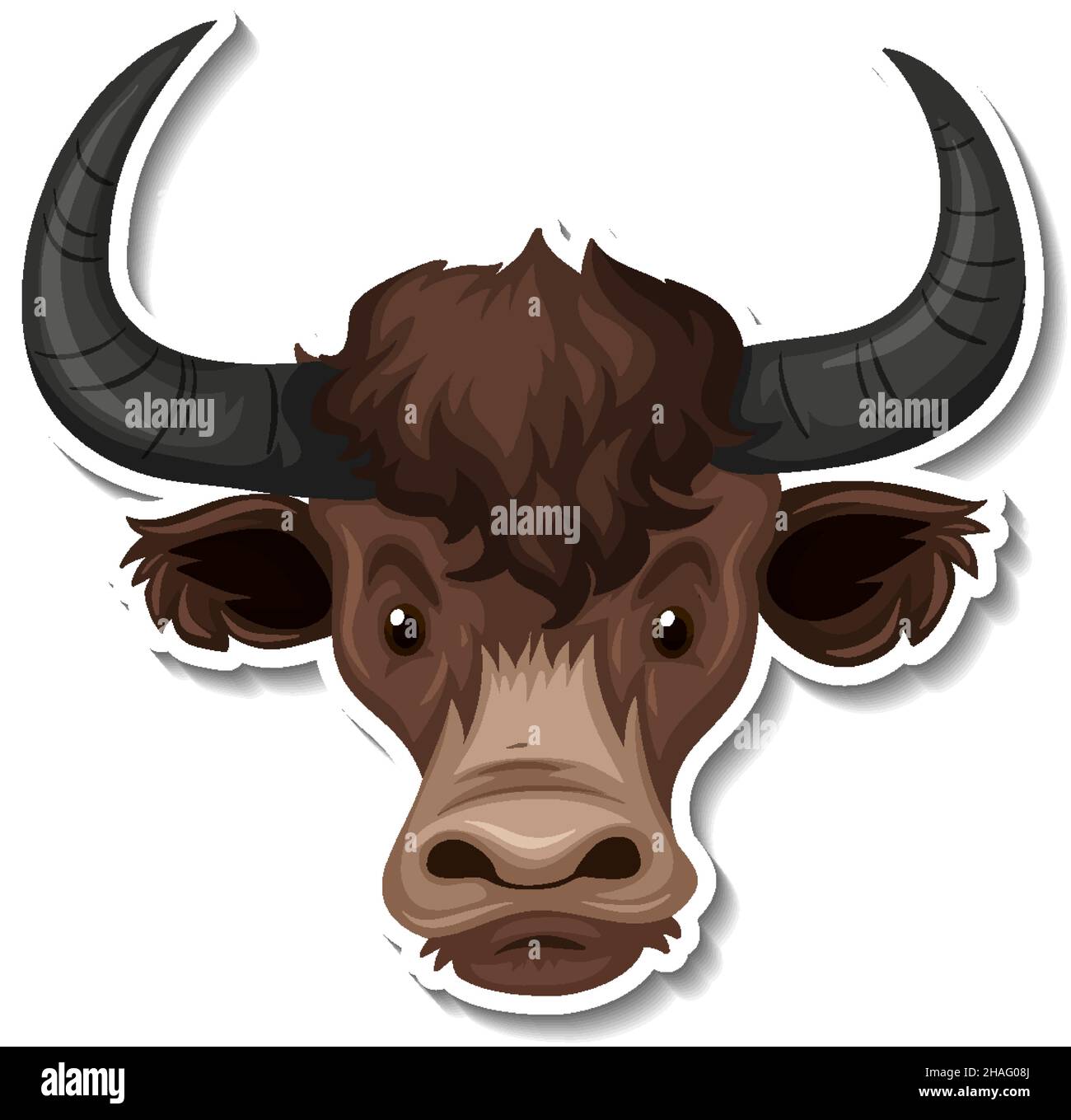 Head of Bison animal cartoon sticker illustration Stock Vector Image ...