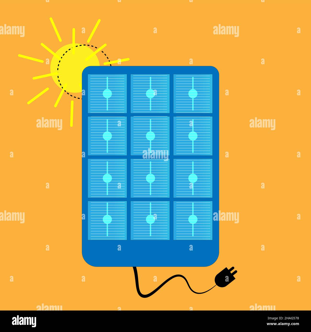 Portable Solar Panels for leisure battery - vector illustrations Stock Vector