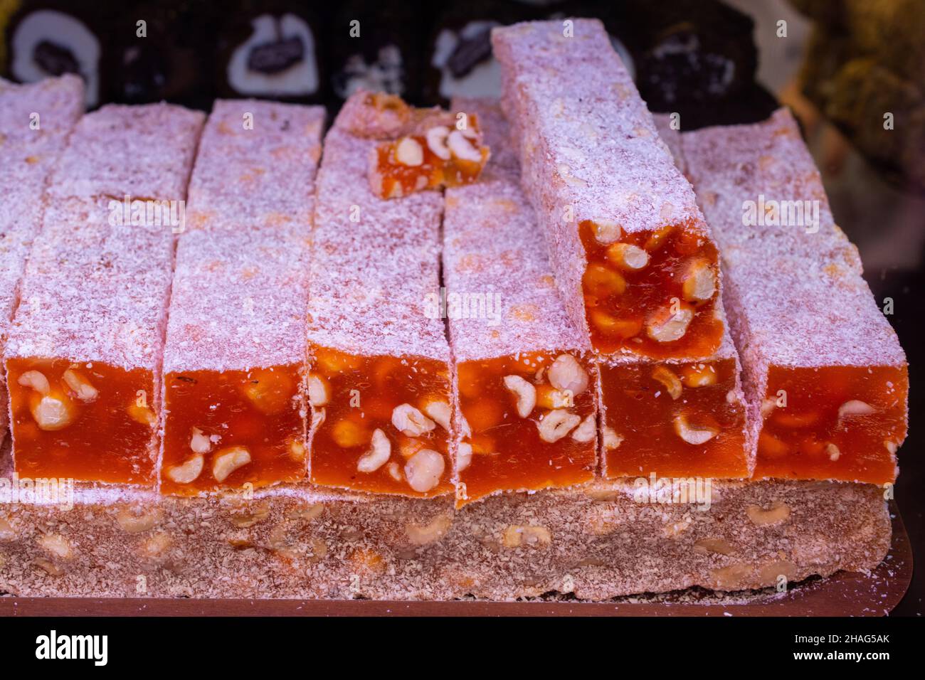 Traditional Turkish Delight,  Sugar coated soft candy Stock Photo