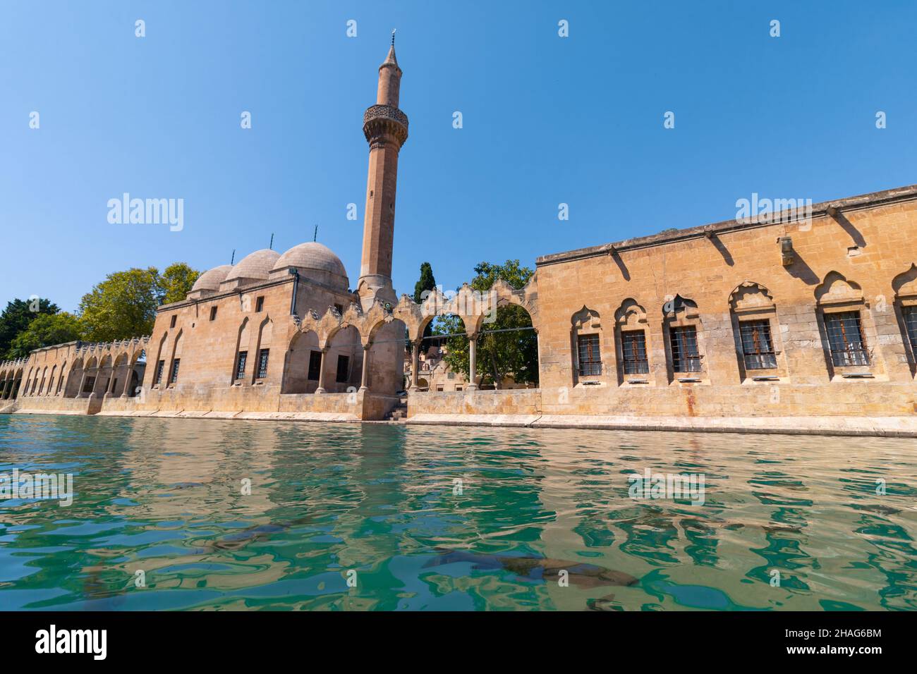 Balikligol. Pool of Abraham or Balikligol and Rizvaniye Mosque in Sanliurfa Turkey. Religious tourism destinations in Turkey. Stock Photo