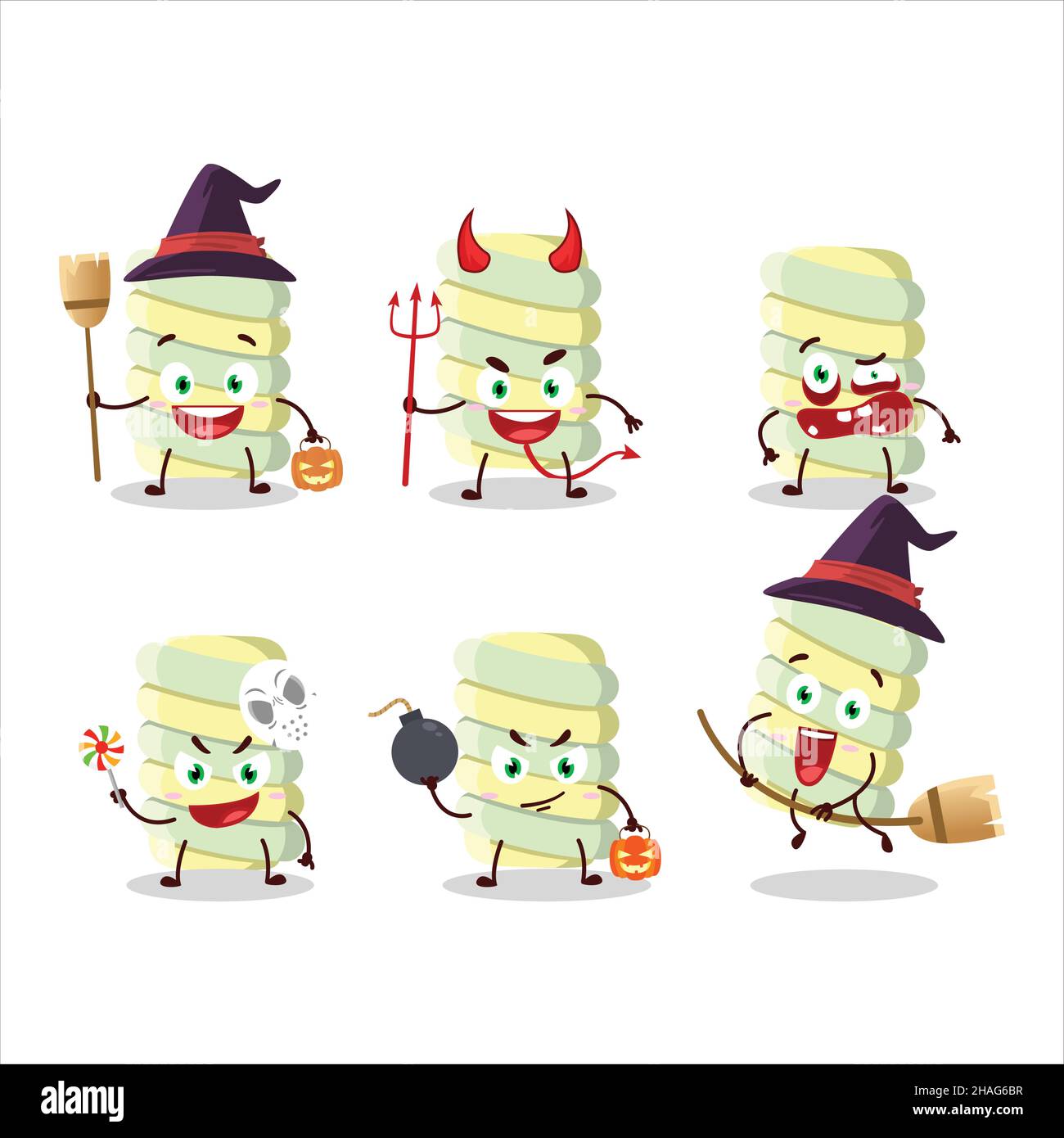 Halloween expression emoticons with cartoon character of yellow ...