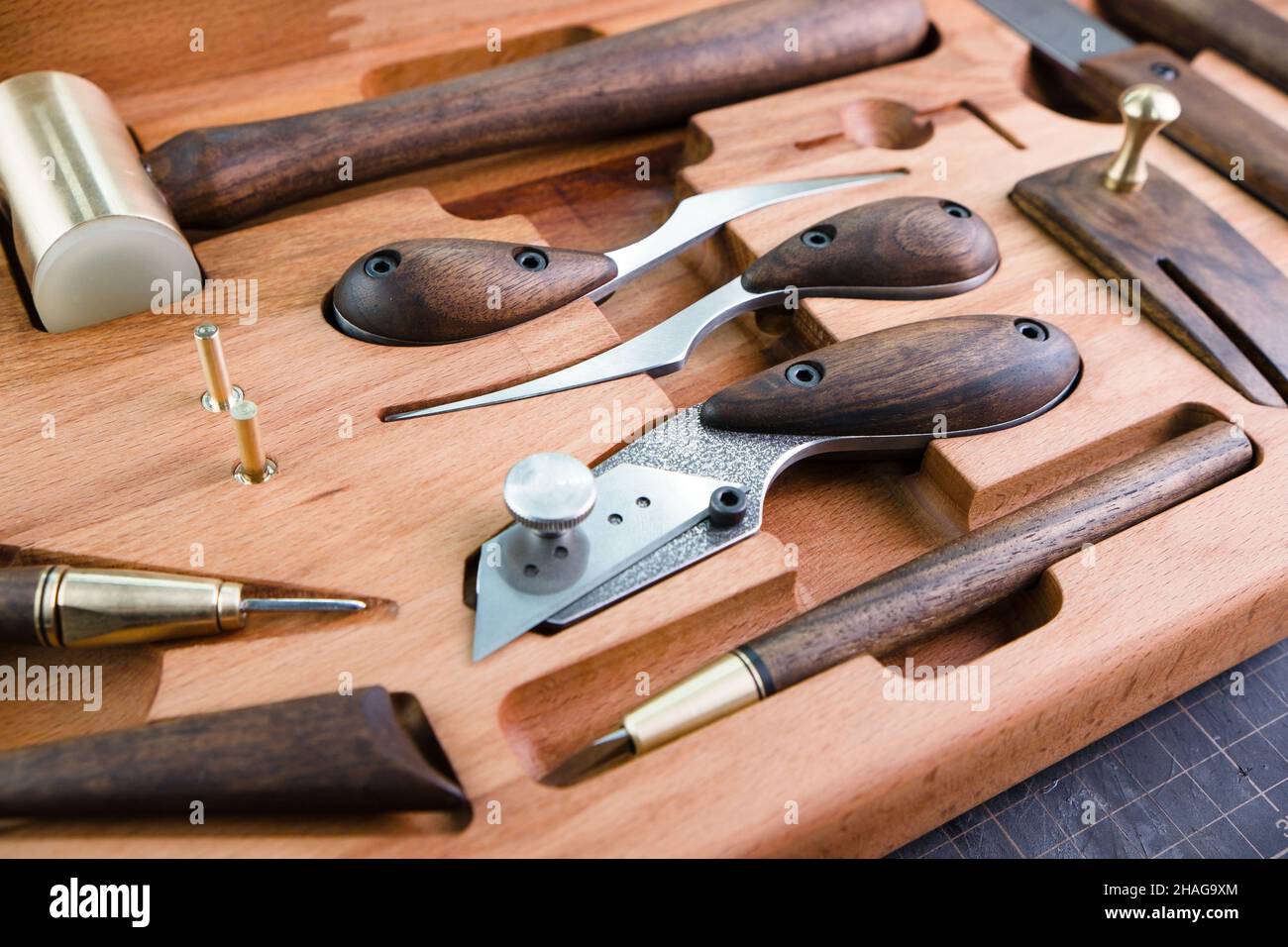 Tanner tools. Skiving knifes. Stock Photo