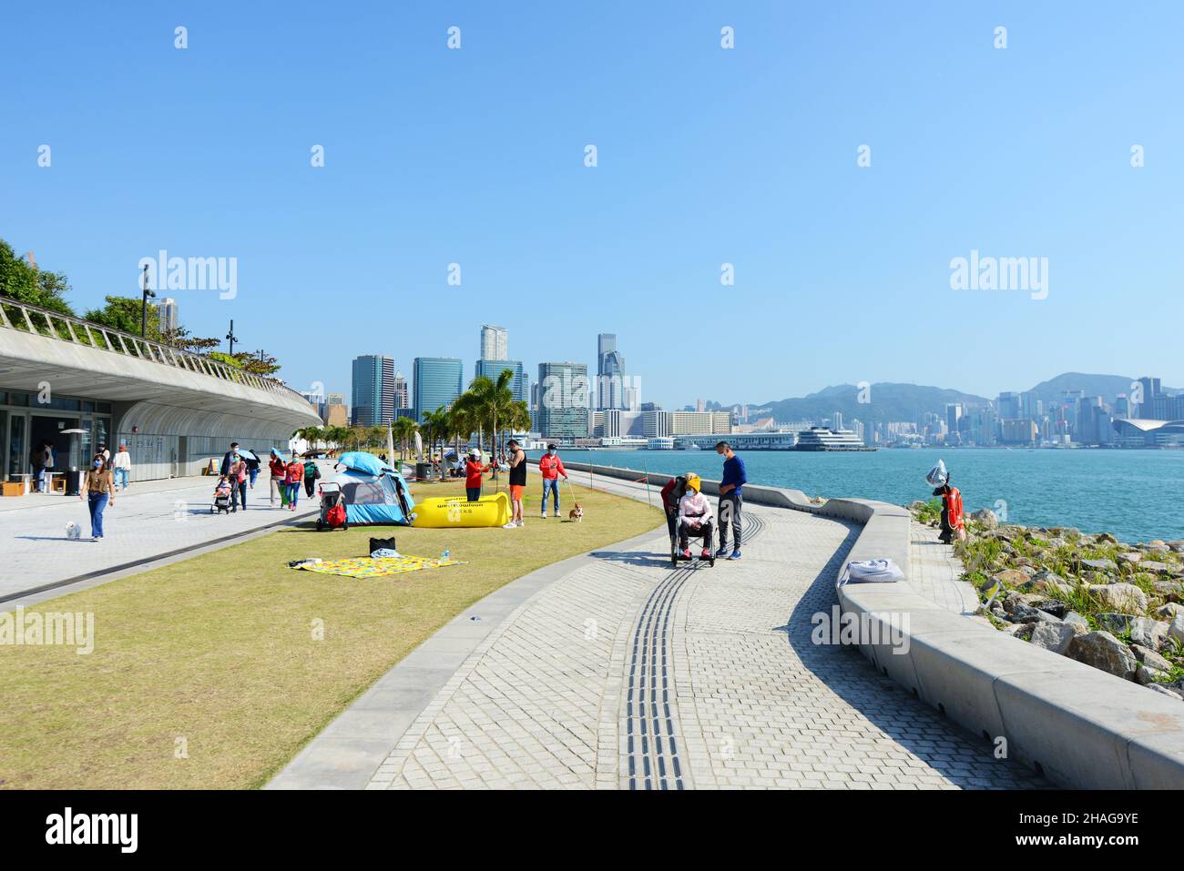 The waterfront promenade in the West Kowloon cultural district in Hong ...