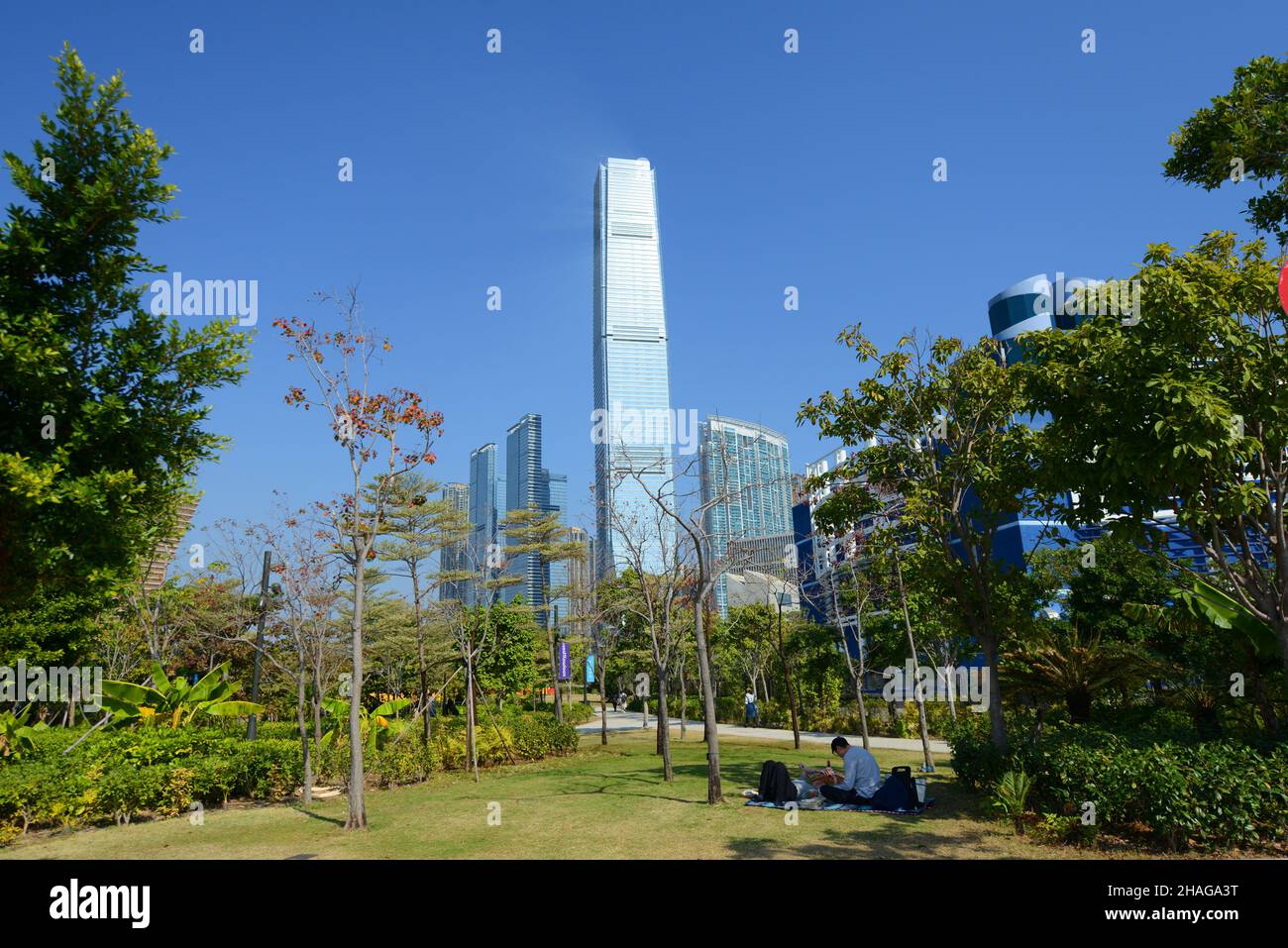 The waterfront promenade in the West Kowloon cultural district in Hong ...