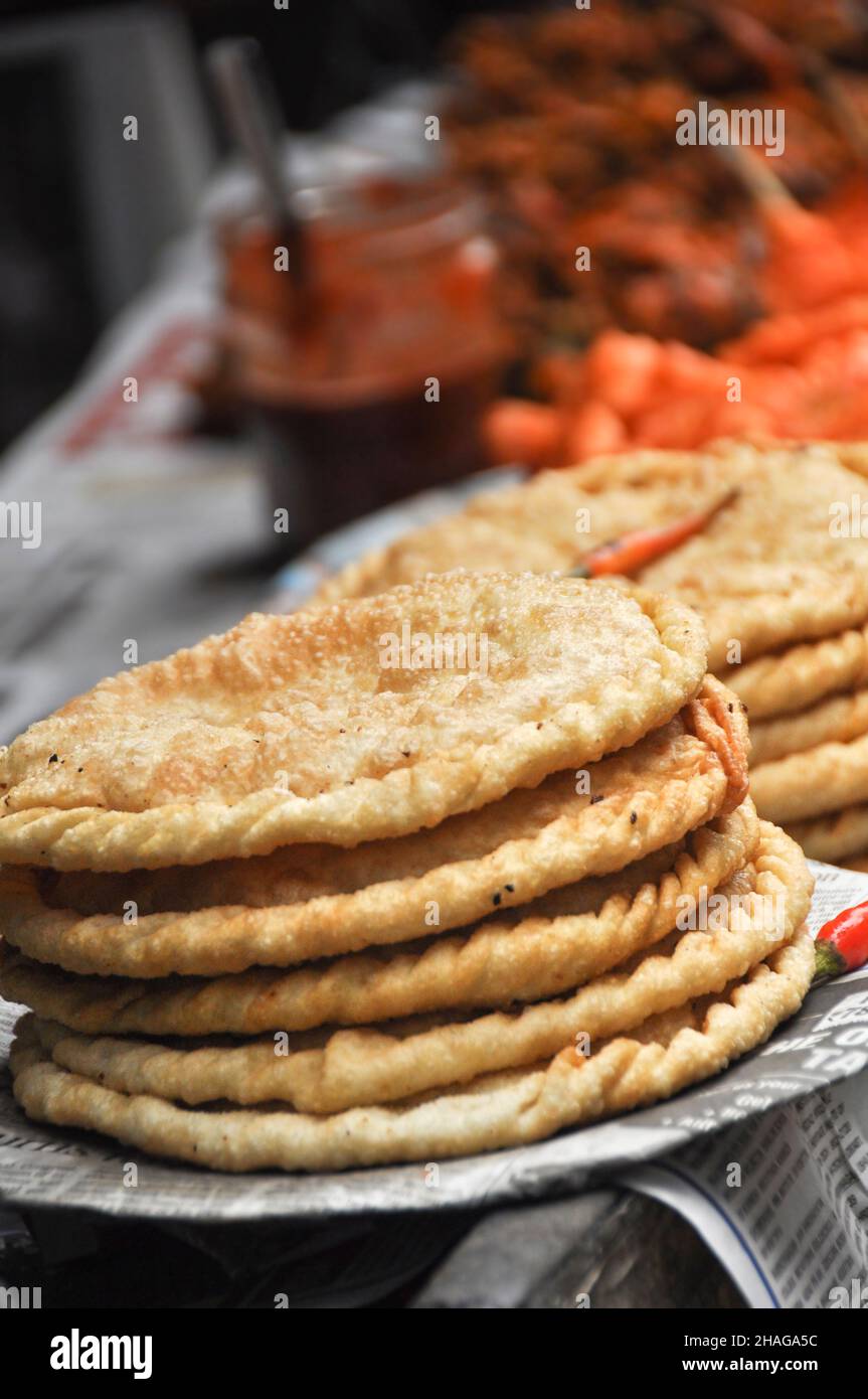baking chapati (Indian Bread) Darjeeling, West Bengal, India Stock Photo
