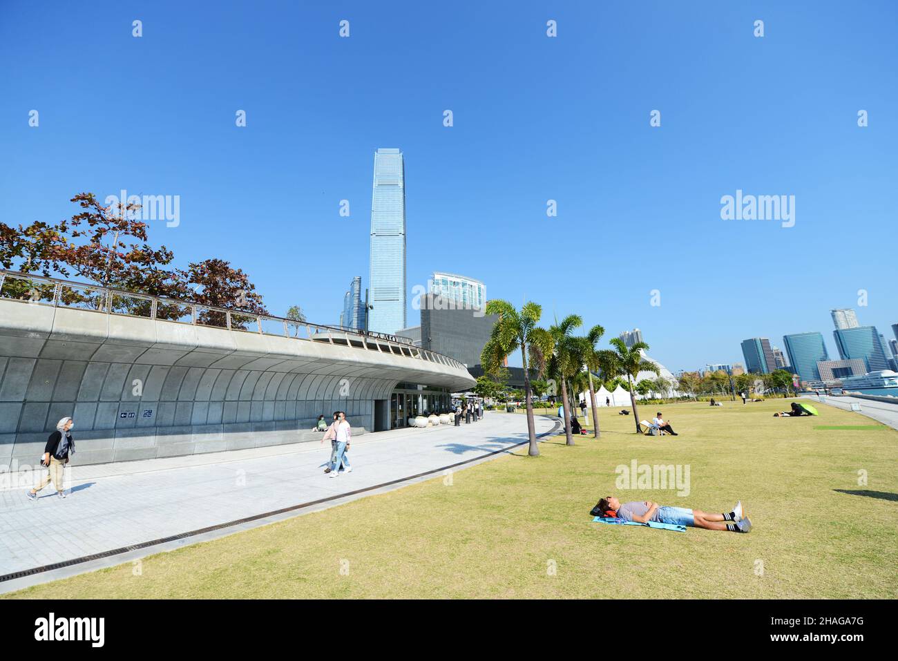 The new waterfront park a the West Kowloon cultural district in Hong ...