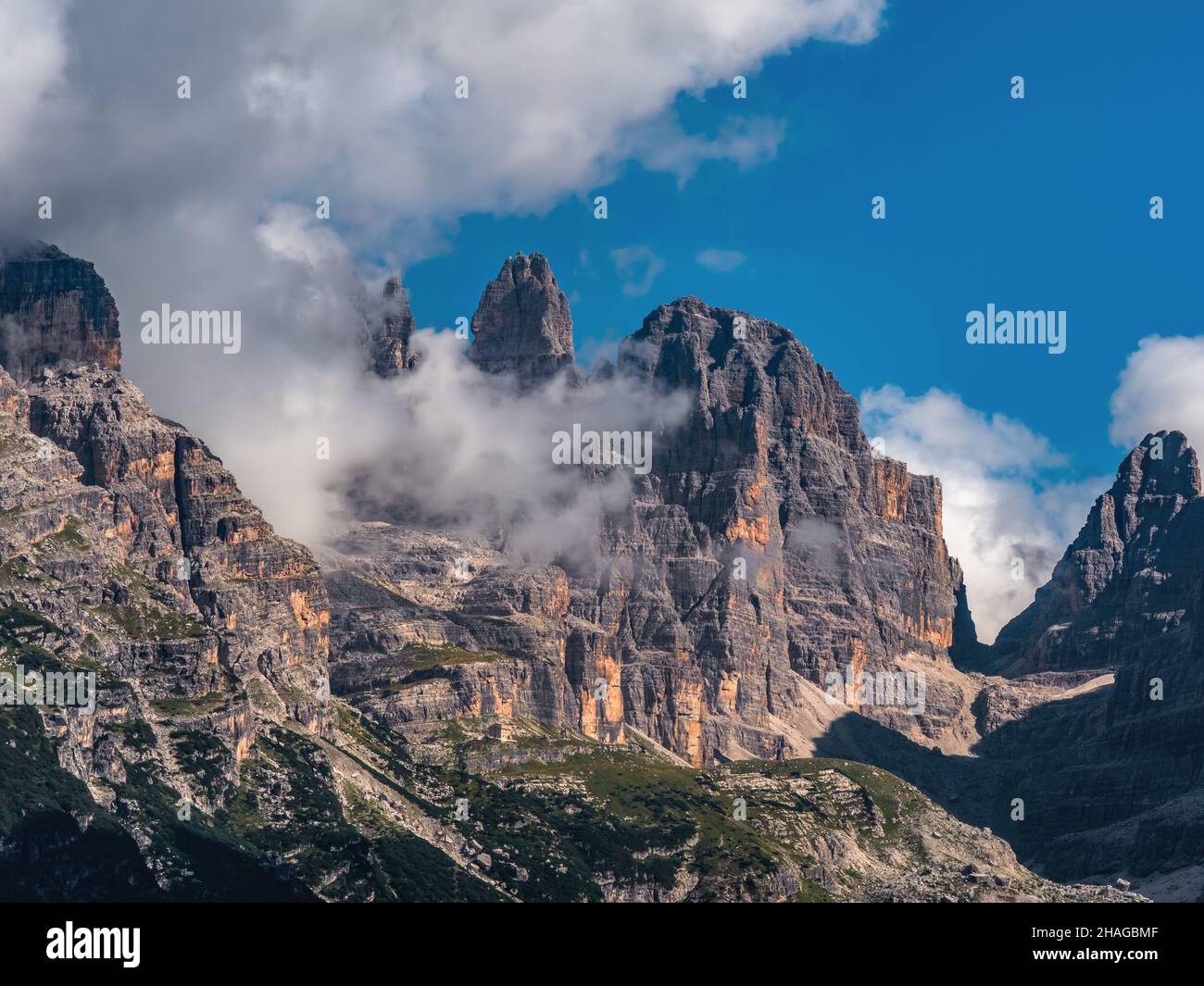 Cima Tosa Mountain range viewed from Madonna Di Campiglio Stock Photo ...