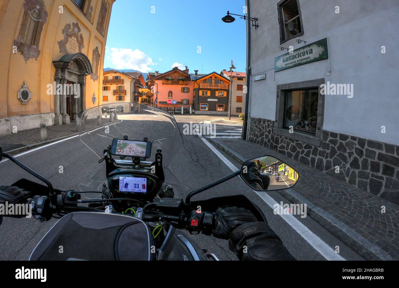 Motorcycle touring in Pinzolo - Trentino - Italy Stock Photo